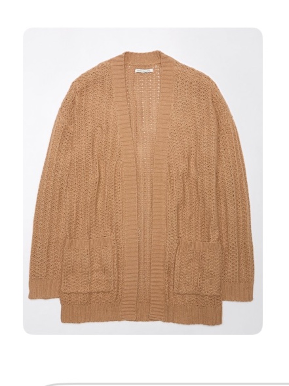 American Eagle  Open-Front Knit Cardigan - Tan